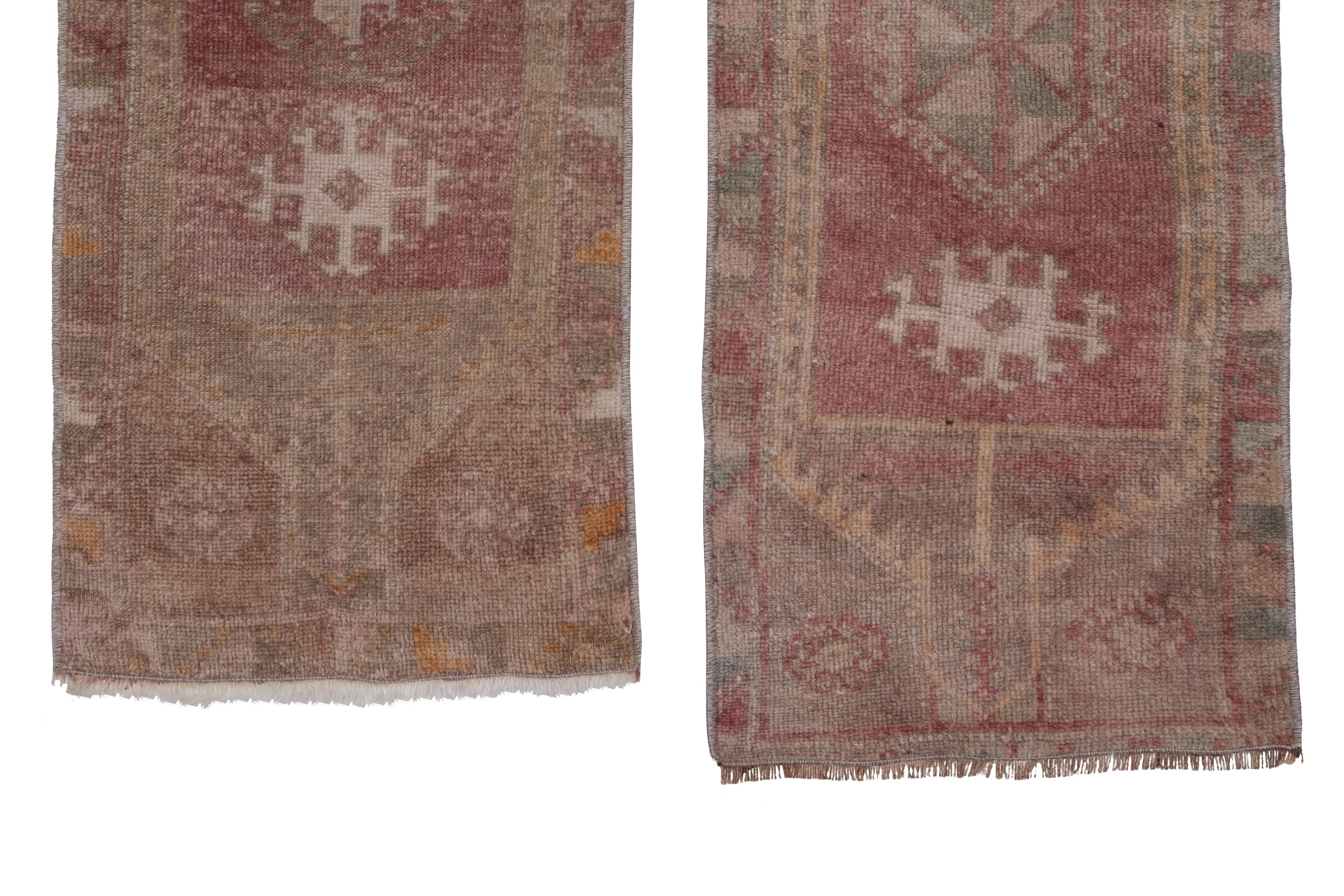 Distressed turkish small rugs, 1970s, set of 2