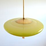 Suspension vasque opaline jaune art déco vintage