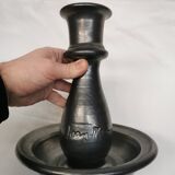 Grand bougeoir, vase . céramique signée jean marais