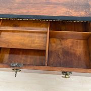 Biedermeier Chest in Walnut Veneer, Cherry, Gold Leaf & Brass, Austria, 1815