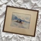 Aquarelle ancienne paysage suisse signée Fürst 1915