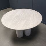 Round italian travertine dining table 1970s