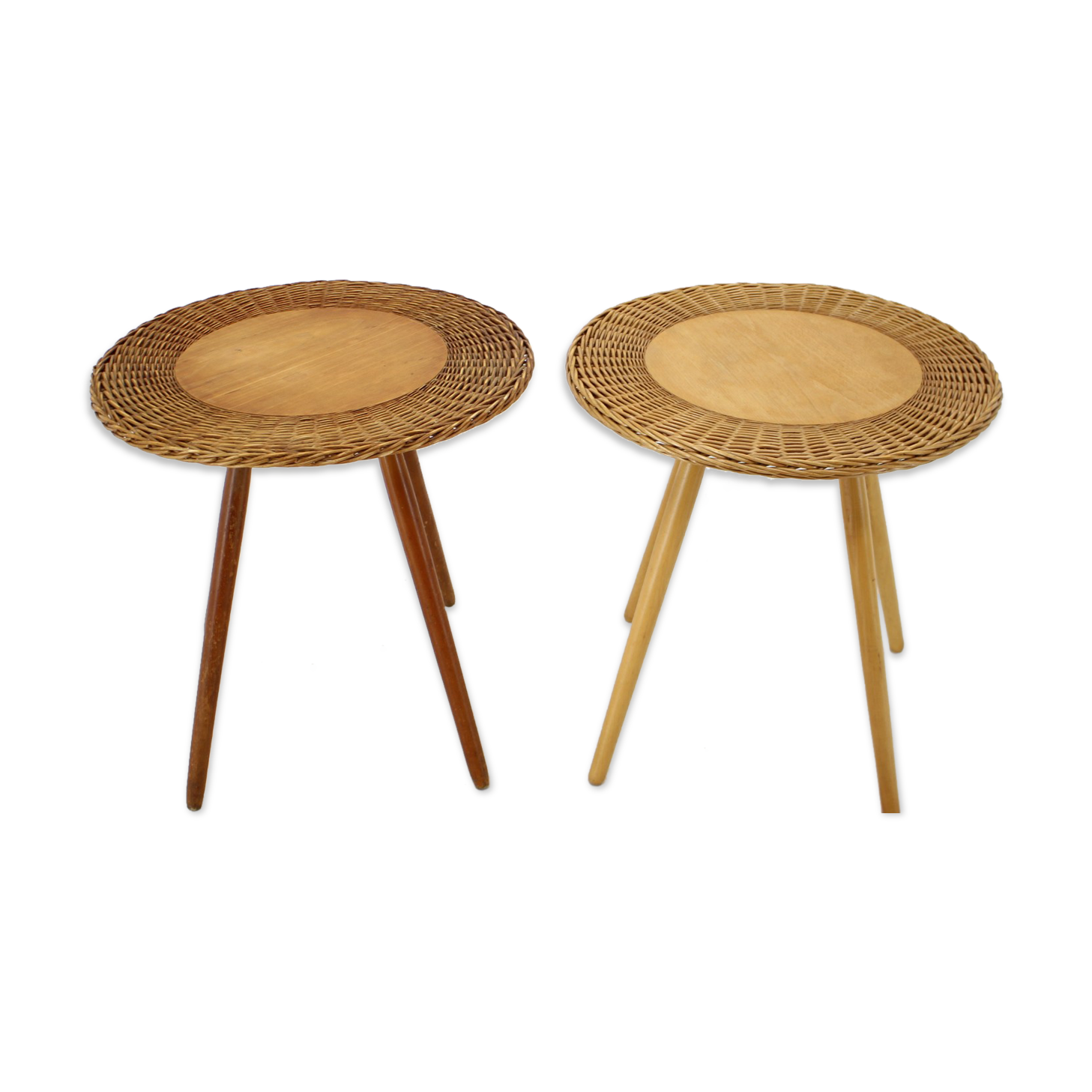 1970s Pair of Wooden Side Tables by ULUV, Czechoslovakia