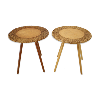 1970s Pair of Wooden Side Tables by ULUV, Czechoslovakia