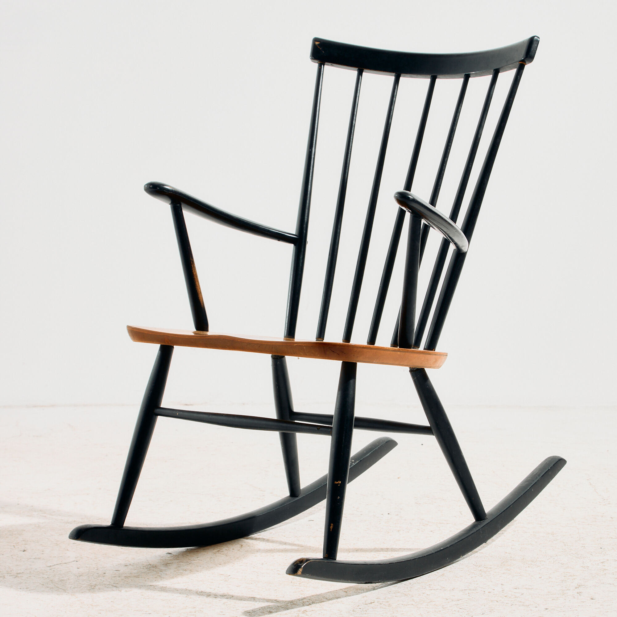 Rocking chair in beech by Roland Rainer for Hagafors