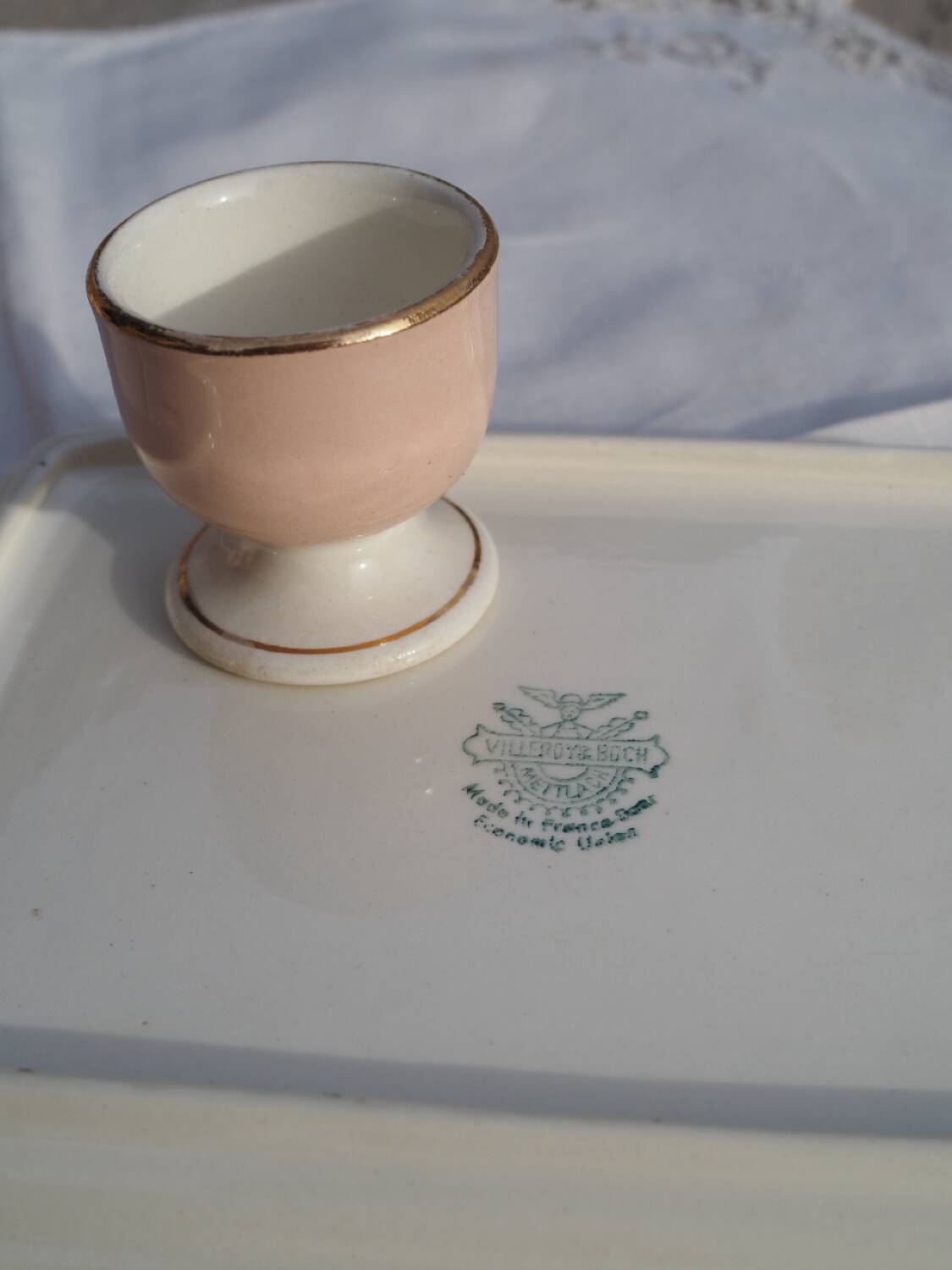 6 Egg cups on vintage Villeroy & Boch tray