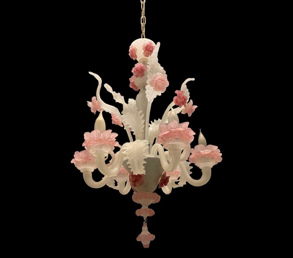 Venetian Murano glass flower chandelier, 1960s