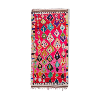 vintage boucherouite rug style azilal,multicolor berber carpet,vintage azilal  146x320cm