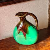 Green and brown ceramic vase