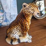Cheetah sculpture in ceramic