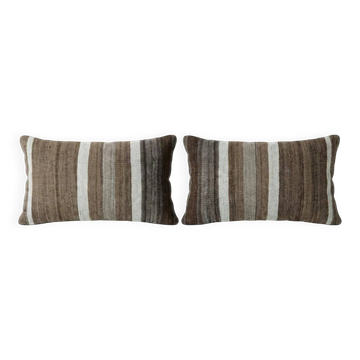 Set of 2 vintage kilim cushion covers 28x51 cm