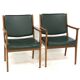 Set de 2 fauteuils en cuir, Karl Erik Ekselius, Suède, 1960