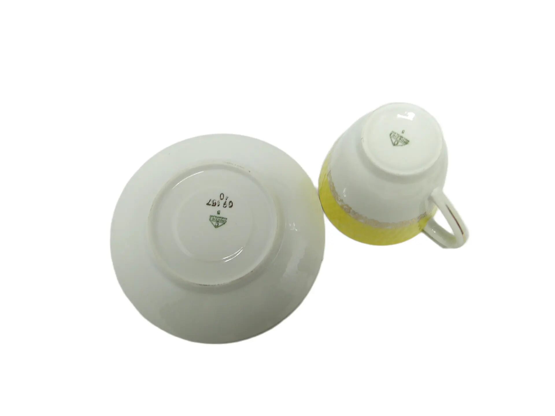 Karol cup and saucer set, yellow porcelain, Chodzież, Poland, 1970s.