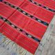 Tapis de laine rustique rouge traditionnel au design stylisé et rayures, authentique tissé à la main en Roumanie 225x145 cm