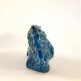 Vintage Lion statue, design Aldo Londi for Bitossi, Rimini blue series