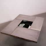 Table basse Belgo en métal brossé chromé