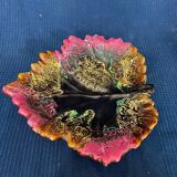 Plat coupe forme feuille en céramique signée Vallauris ancien vintage