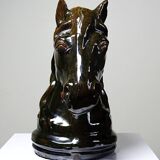 Vintage 1980s glazed terracotta horse or chess knight head
