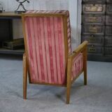 Fauteuil en chêne et velours 1940’s