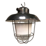 Old factory pendant light in enameled sheet metal