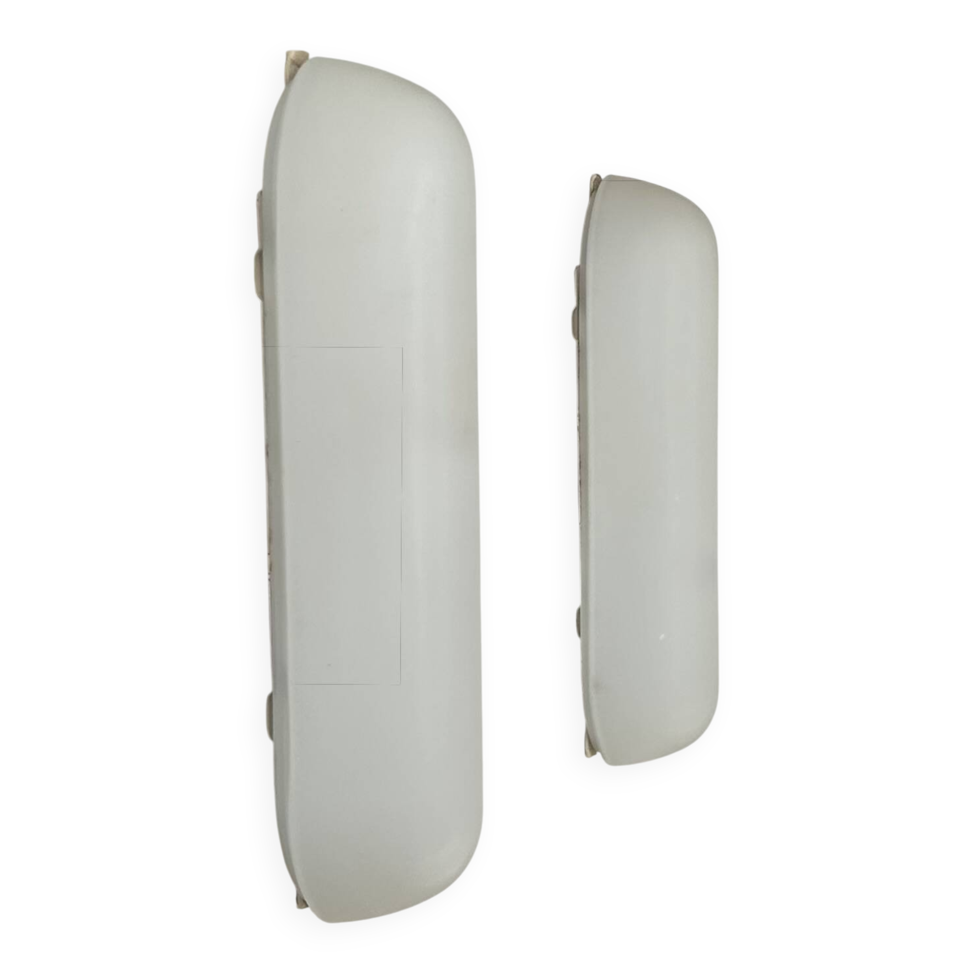 Pair of vintage oblong opaline wall lights, France 1970