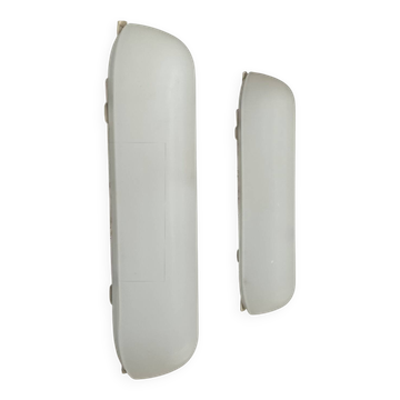 Pair of vintage oblong opaline wall lights, France 1970
