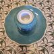 Copeland Spode England porcelain candlestick – turquoise shagreen design –