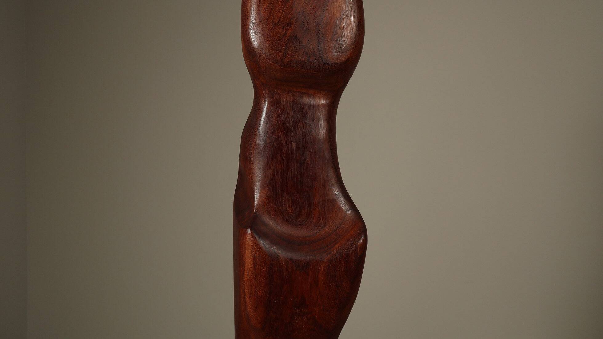 Monumental Afzelia wood sculpture by Begga d’Haese, Belgium, c. 1985