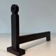 Pair of Minimalist Modernist Wrought Iron Chenets with Torch Holders in Nut Design