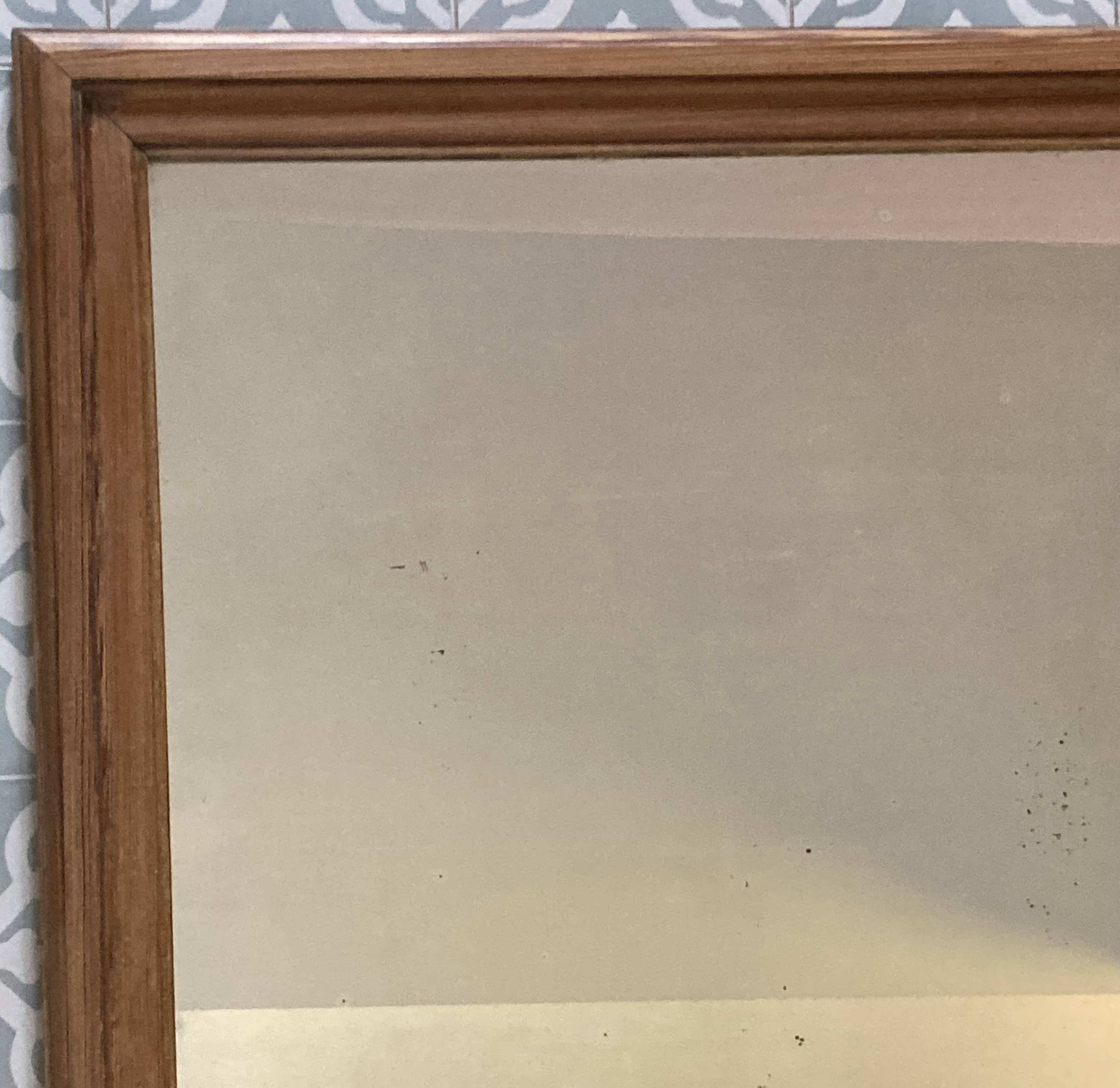 Antique mirror - square - raw wood frame - 85 x 85