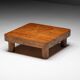 Brutalist pine low coffee table, France, 1960s