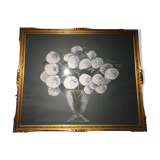 Still life painting with white flowers from the 70s
