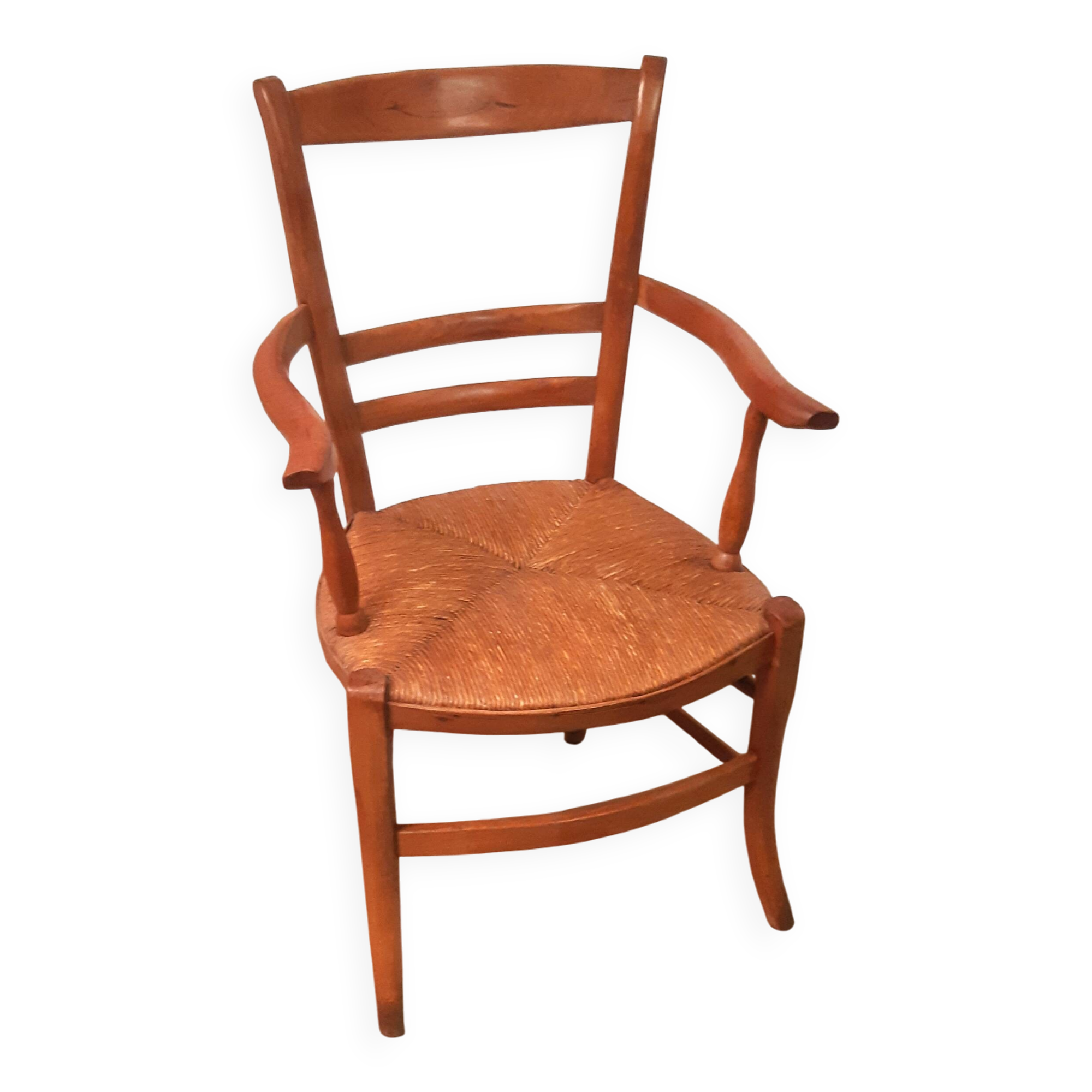 fauteuil rustique début XIXème en noyer blond