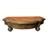 Socle ancien italien bois doré sculpté, faux marbre jaune de Sienne XIXe