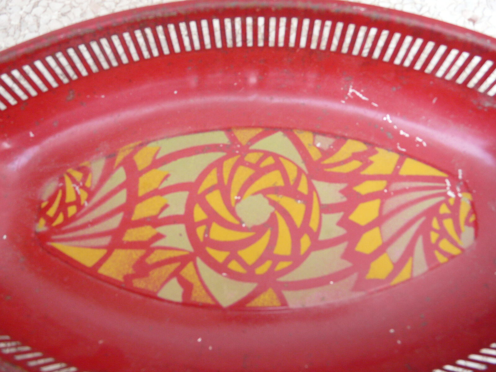 Metal panière painted art deco era