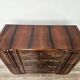 Commode en noyer avec 4 tiroirs et poignées en laiton, années 1940