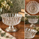 Small vintage footed bowl – worked glass & silver-plated metal