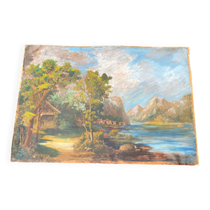 Tableau paysage lac et