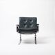 Fauteuil lounge en cuir vert et chrome, années 1970