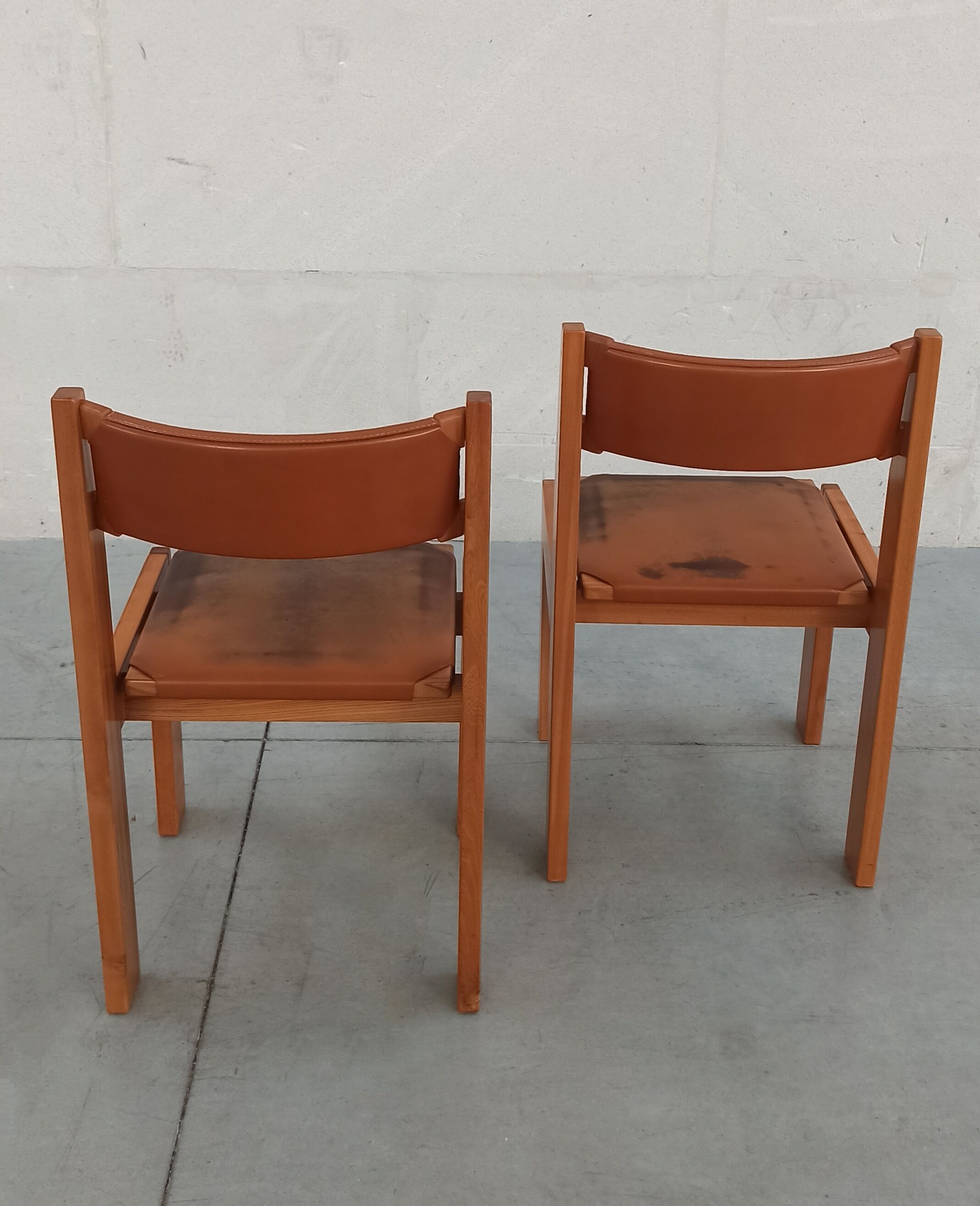 Elm and leather chairs, 80
