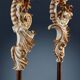 Pair of antique baroque wooden candlesticks, Italy, circa 1750.
