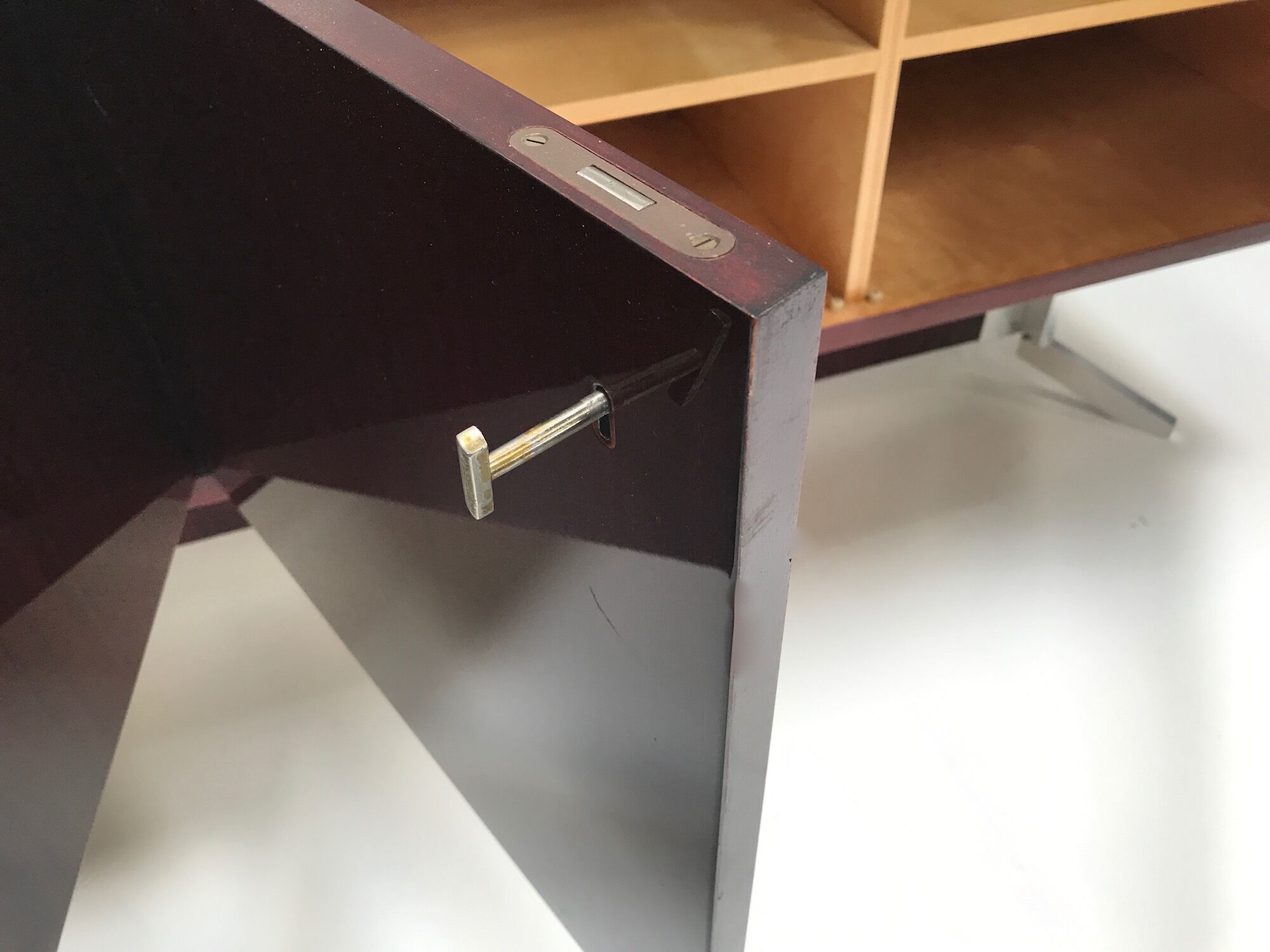 Belgian modernist long mahogany sideboard 1970s