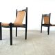 Vintage italian sling leather dining chairs, 1960s