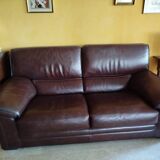 Roche Bobois chocolate leather sofa