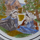 Antique decorative plate Pornic ceramic signed Henry Simon