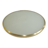Large vintage ceiling light in opaline glass and brass – Arne Jacobsen style