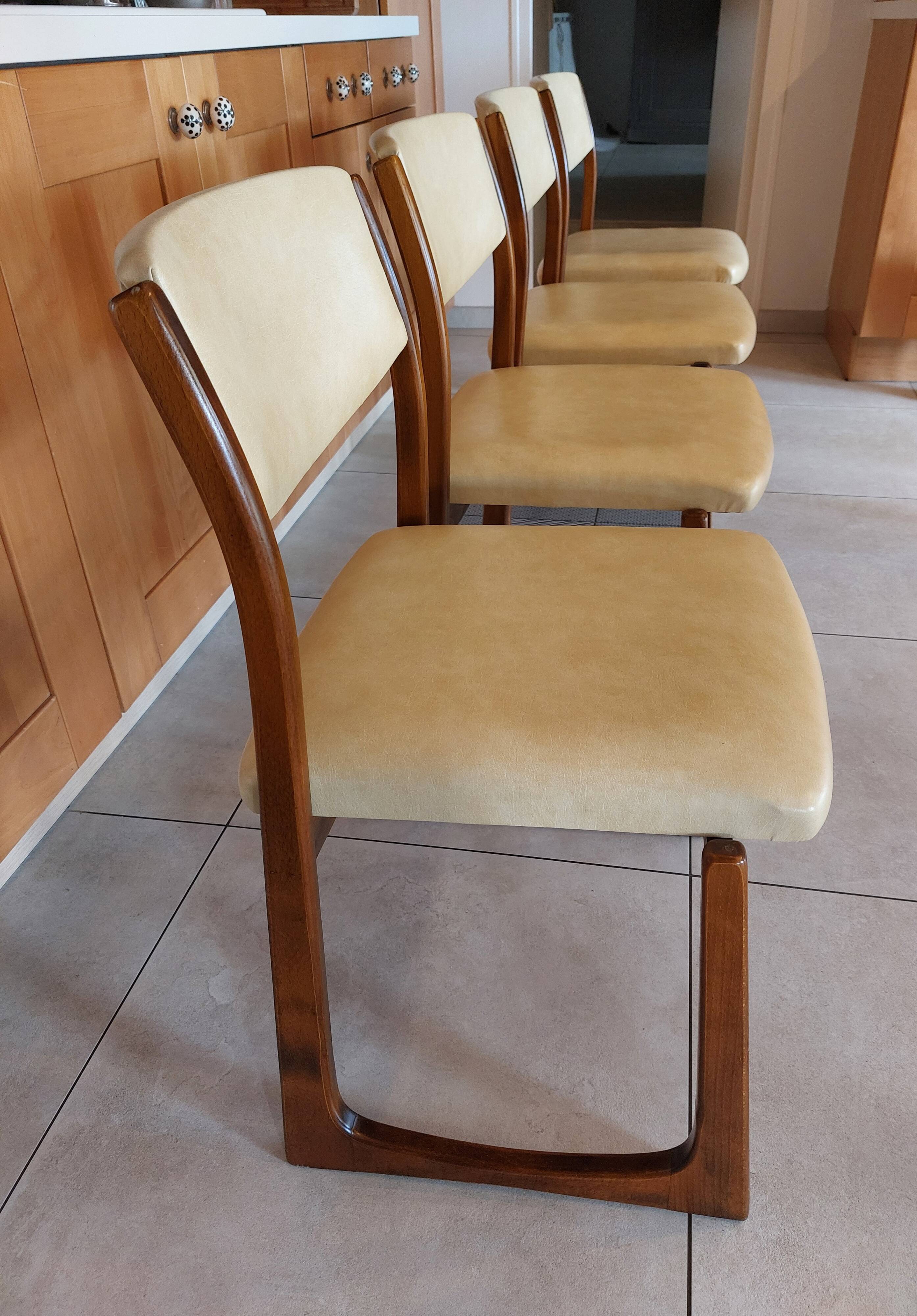 4 sled chairs, vintage
