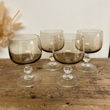 4 vintage luminarc smoked glasses