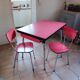 Red vintage formica table and 2 chairs