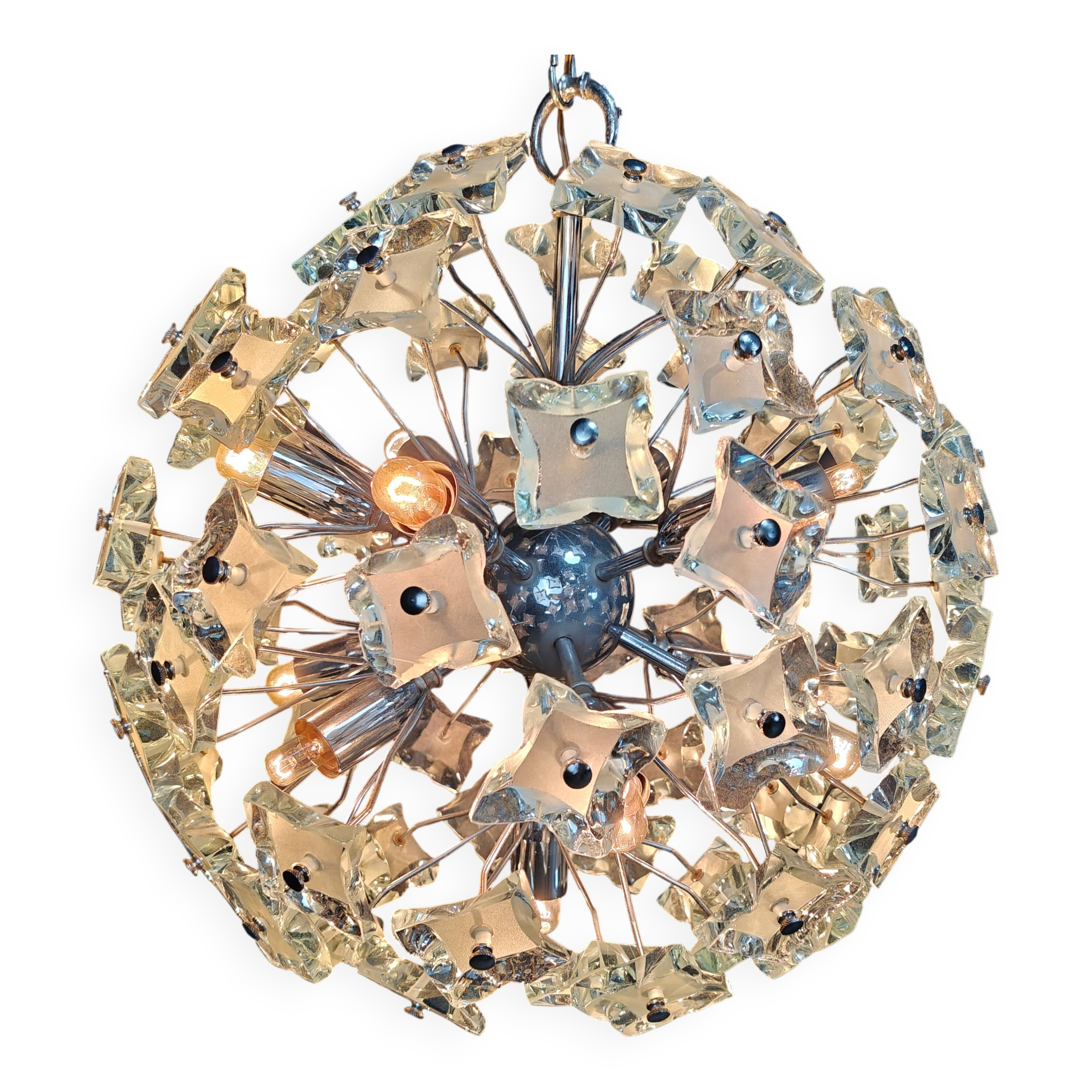 Mid-century glass sputnik chandelier, 1970s